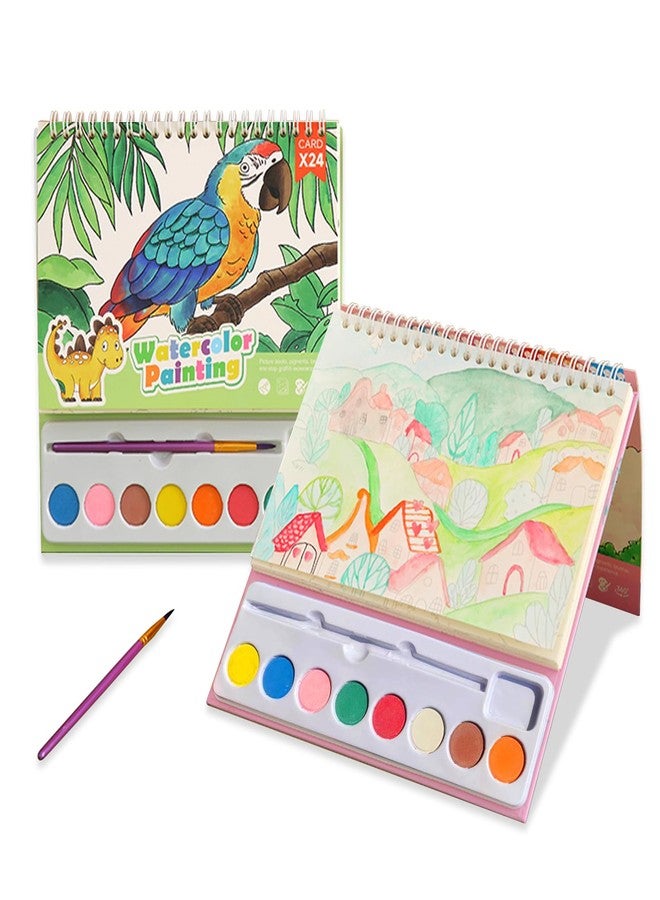 Cavnewt Watercolor Coloring Books for Kids Ages 4-8, Mess Free Watercolor Painting Book, Paint with Water Books for Toddlers, Travel Activities Arts Party Favors Birthday Gifts for Kids Girls & Boys - Image 1